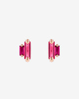 Kalan By Suzanne Kalan Amalfi Double Stack Red Mix Studs in 14k rose gold