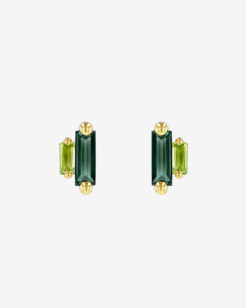Kalan By Suzanne Kalan Amalfi Double Stack Green Mix Studs in 14k yellow gold
