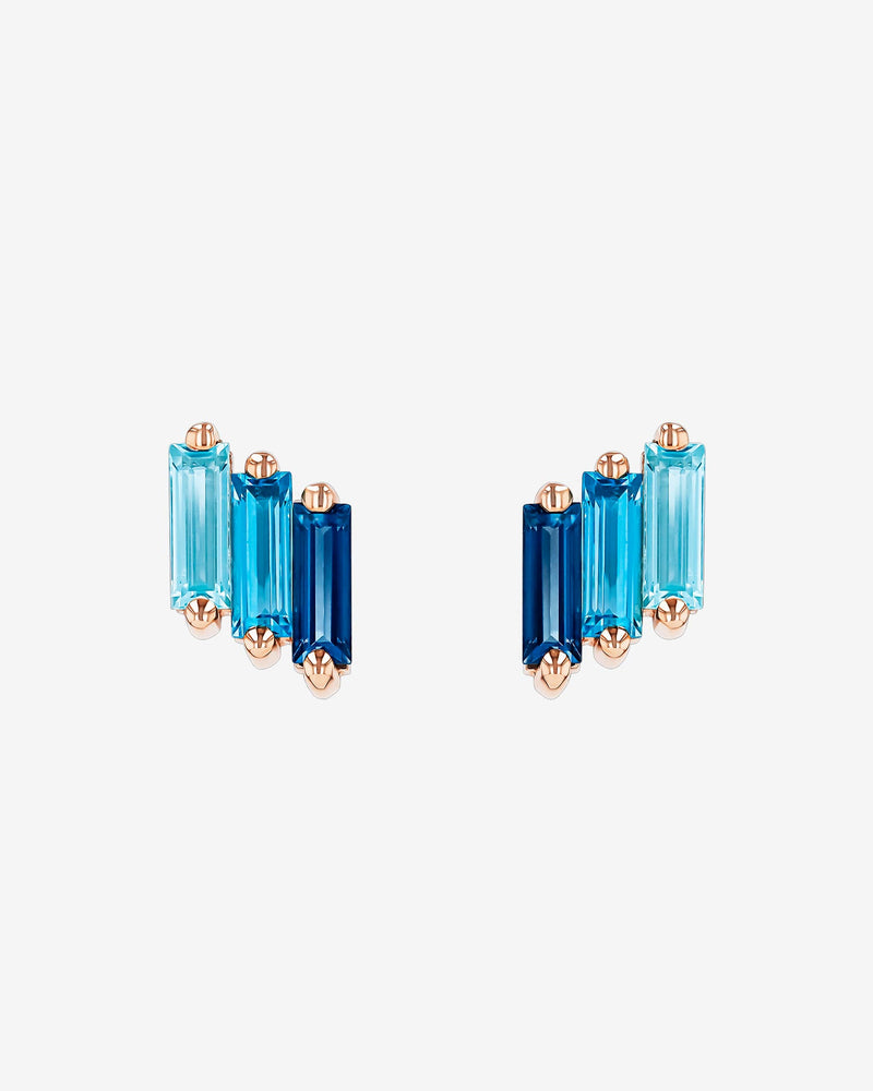 Kalan By Suzanne Kalan Amalfi Midi Dark Blue Ombre Studs in 14k rose gold