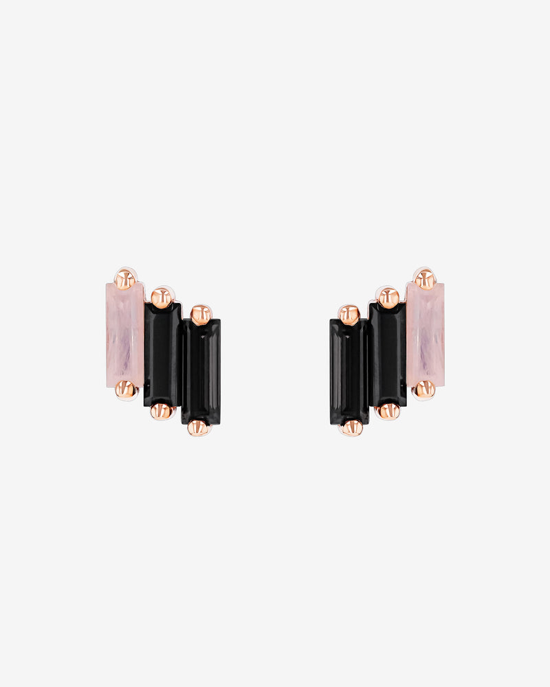 Kalan By Suzanne Kalan Amalfi Midi Black Ombre Studs in 14k rose gold