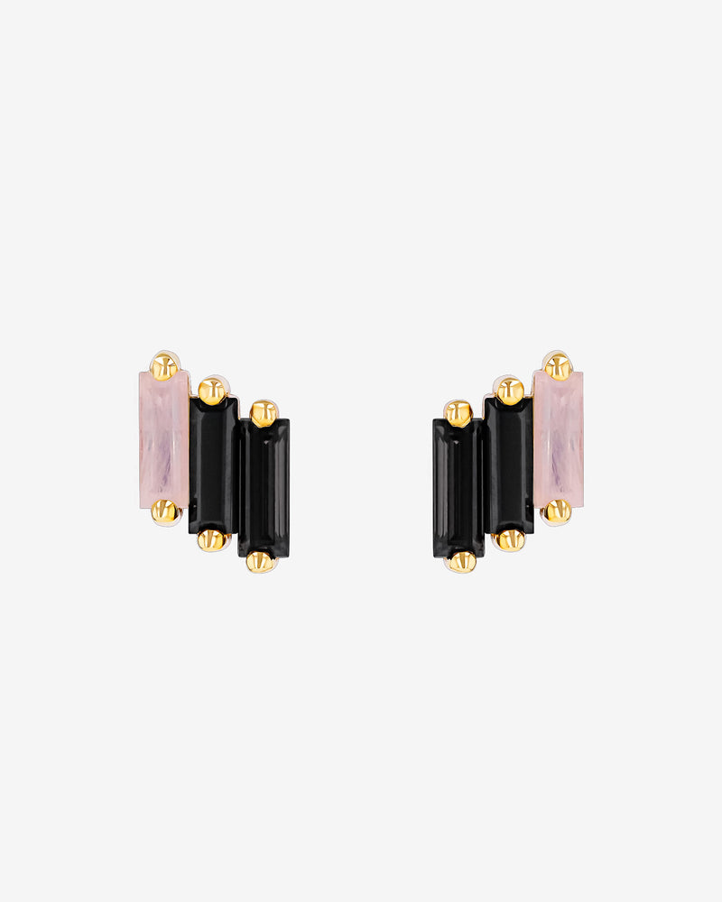 Kalan By Suzanne Kalan Amalfi Midi Black Ombre Studs in 14k yellow gold