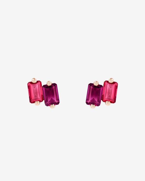Kalan By Suzanne Kalan Ann Emerald Cut Red Ombre Studs in 14K rose gold