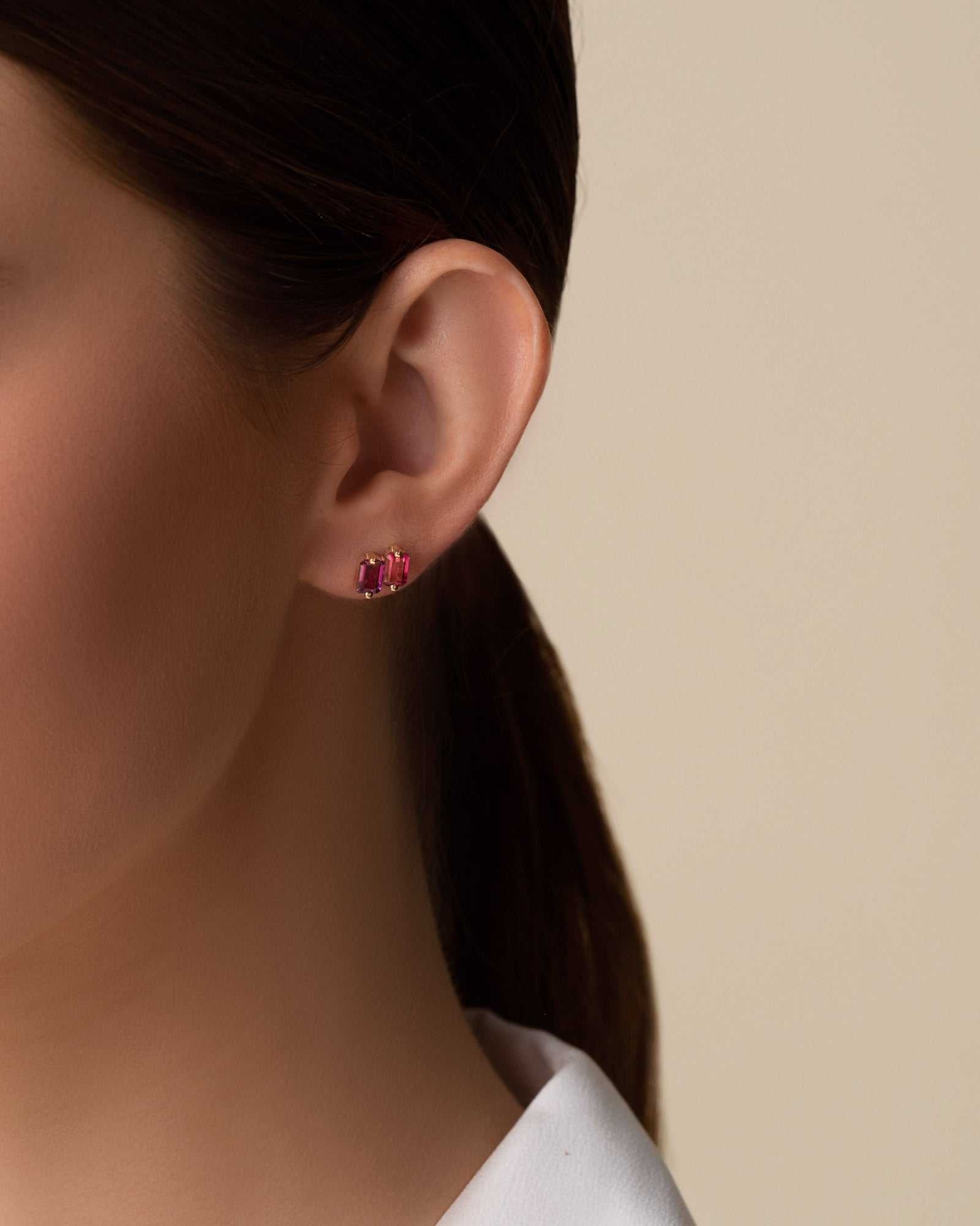 Kalan By Suzanne Kalan Ann Red Ombre Studs in 14K rose gold