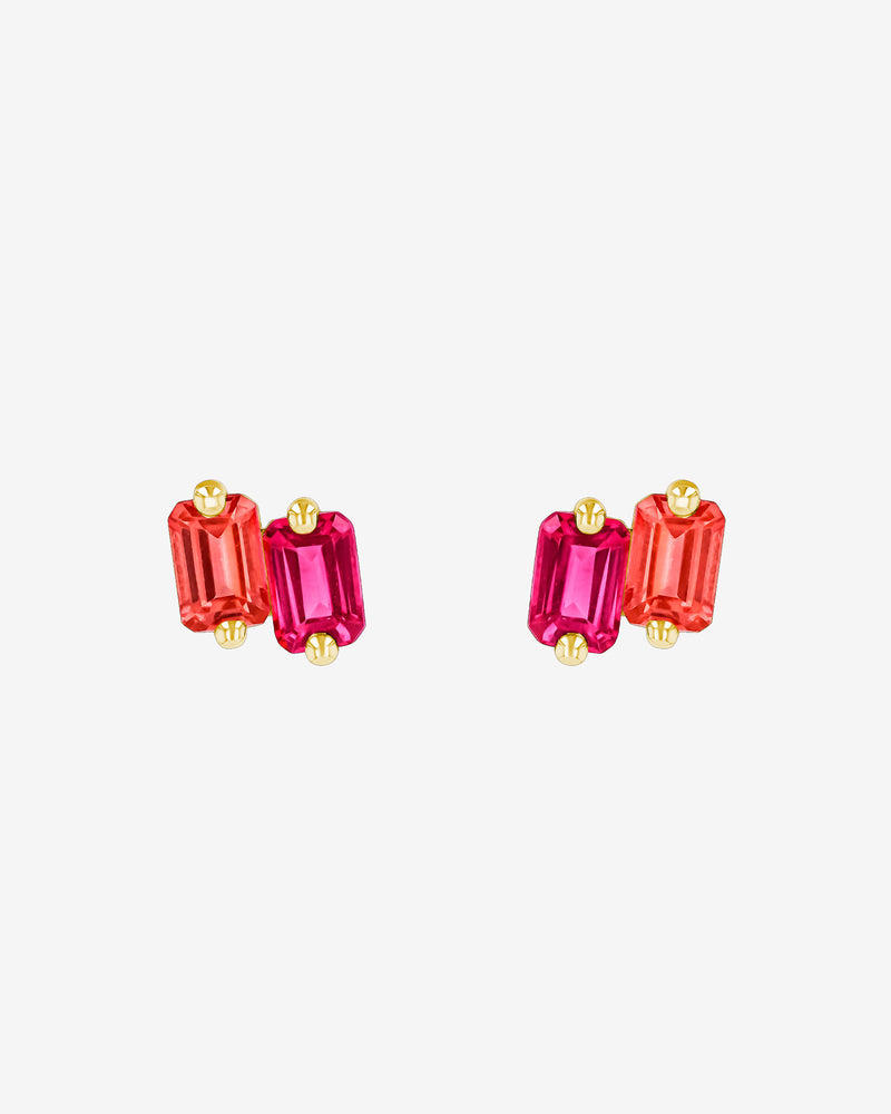 Kalan By Suzanne Kalan Ann Emerald Cut Pink Ombre Studs in 14K yellow gold