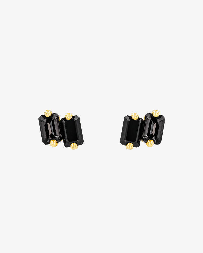 Kalan By Suzanne Kalan Ann Emerald Cut Black Mix Studs in 14K yellow gold