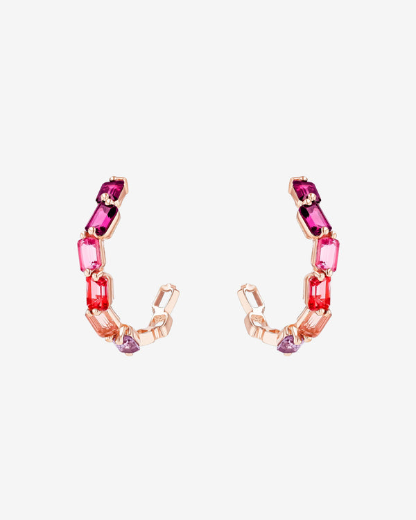 Kalan By Suzanne Kalan Ann Emerald Cut Red Ombre 30mm Hoops in 14k rose gold