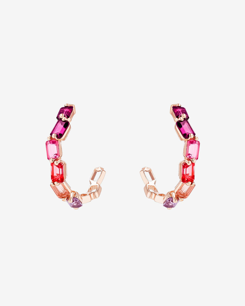 Kalan By Suzanne Kalan Ann Emerald Cut Red Ombre 30mm Hoops in 14k rose gold
