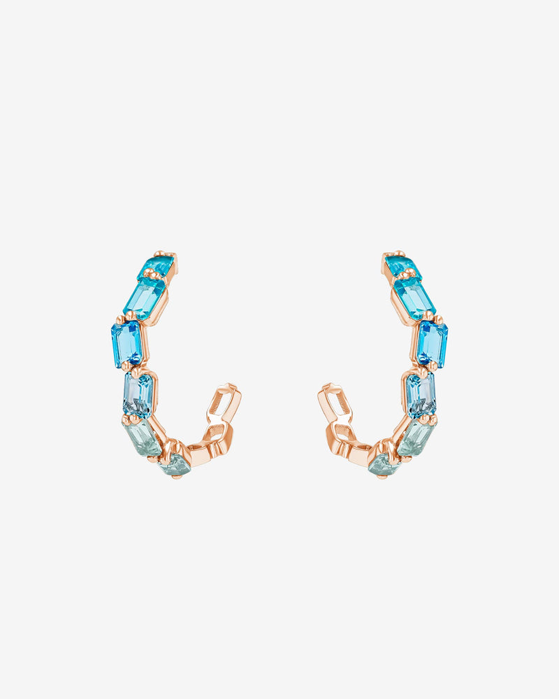 Kalan By Suzanne Kalan Ann Emerald Cut Light Blue Ombre 30mm Hoops in 14k rose gold