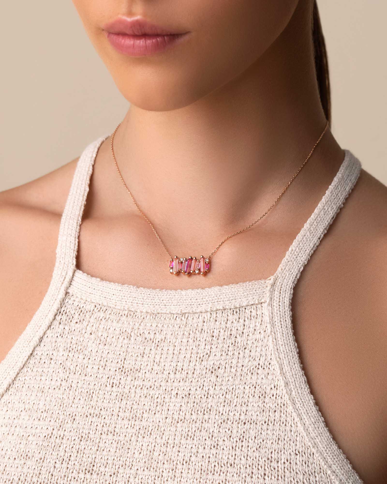 Kalan By Suzanne Kalan Amalfi Burst Red Mix Stacker Pendant in 14k rose gold