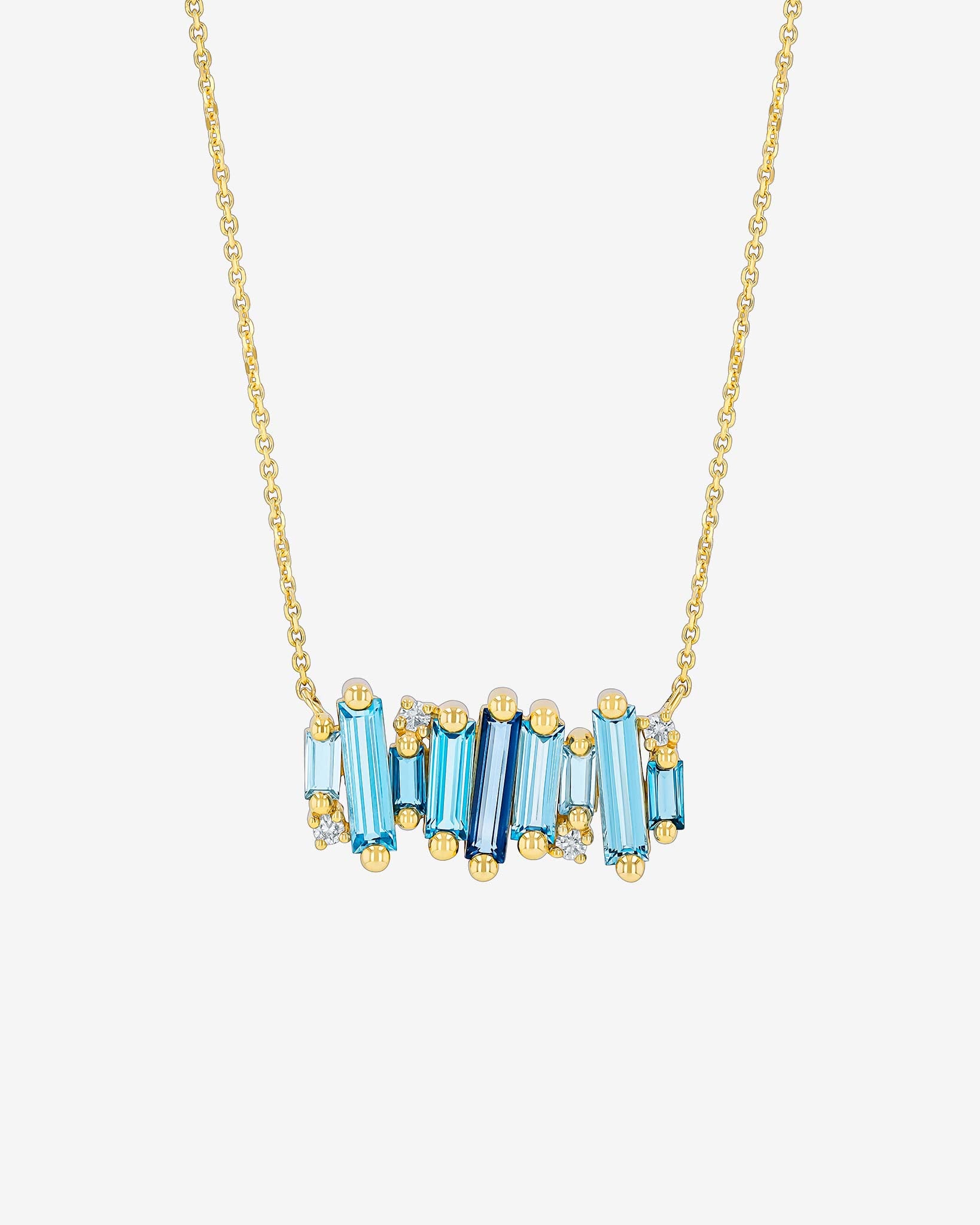 Kalan By Suzanne Kalan Amalfi Burst Blue Mix Stacker Pendant in 14k yellow gold