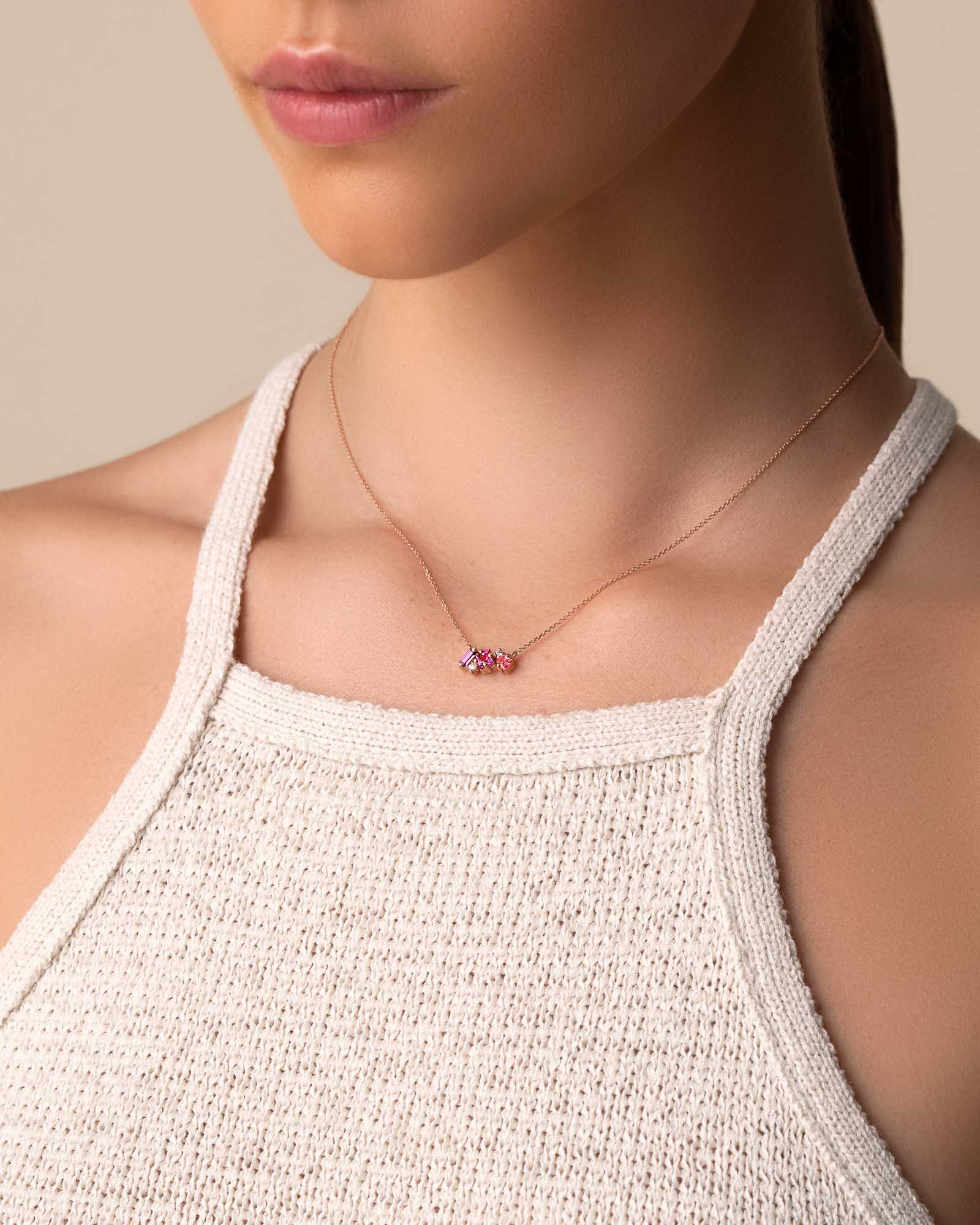 Kalan By Suzanne Kalan Nadima Red Ombre Mini Bar Pendant in 14k rose gold