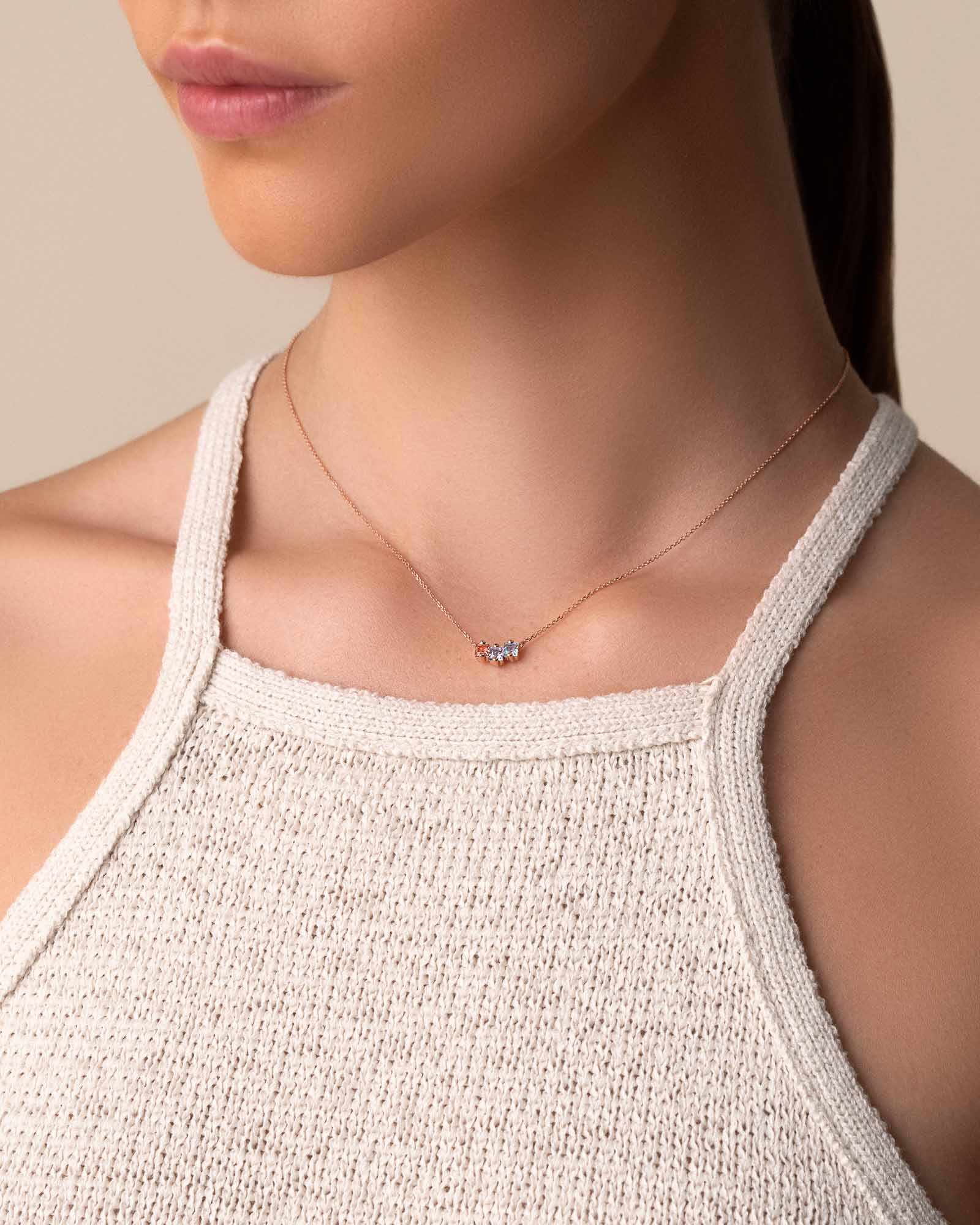 Kalan By Suzanne Kalan Cierra Pink Pastel Mini Bar Pendant in 14k rose gold