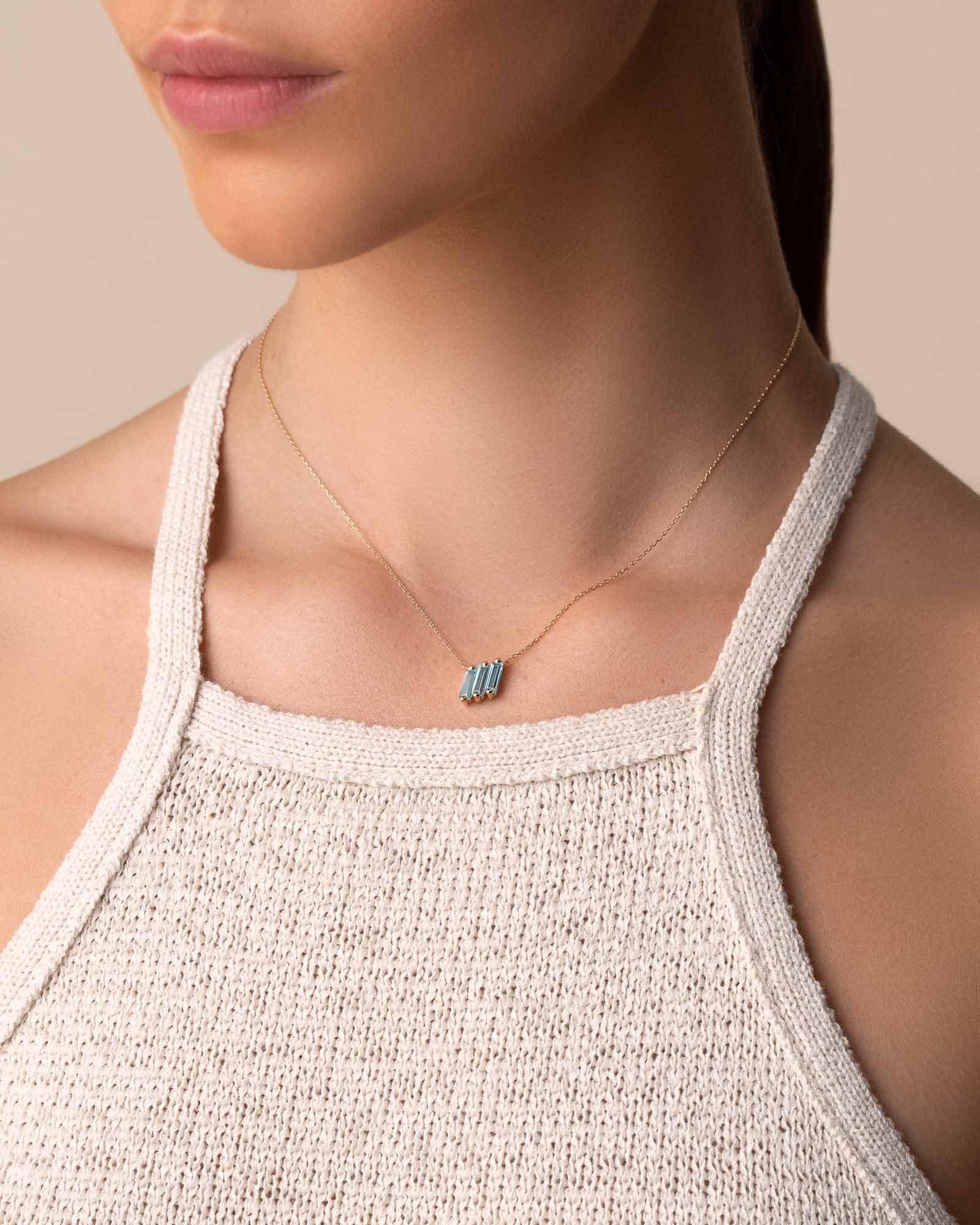 Kalan By Suzanne Kalan Amalfi Midi Blue Topaz Pendant in 14k yellow gold