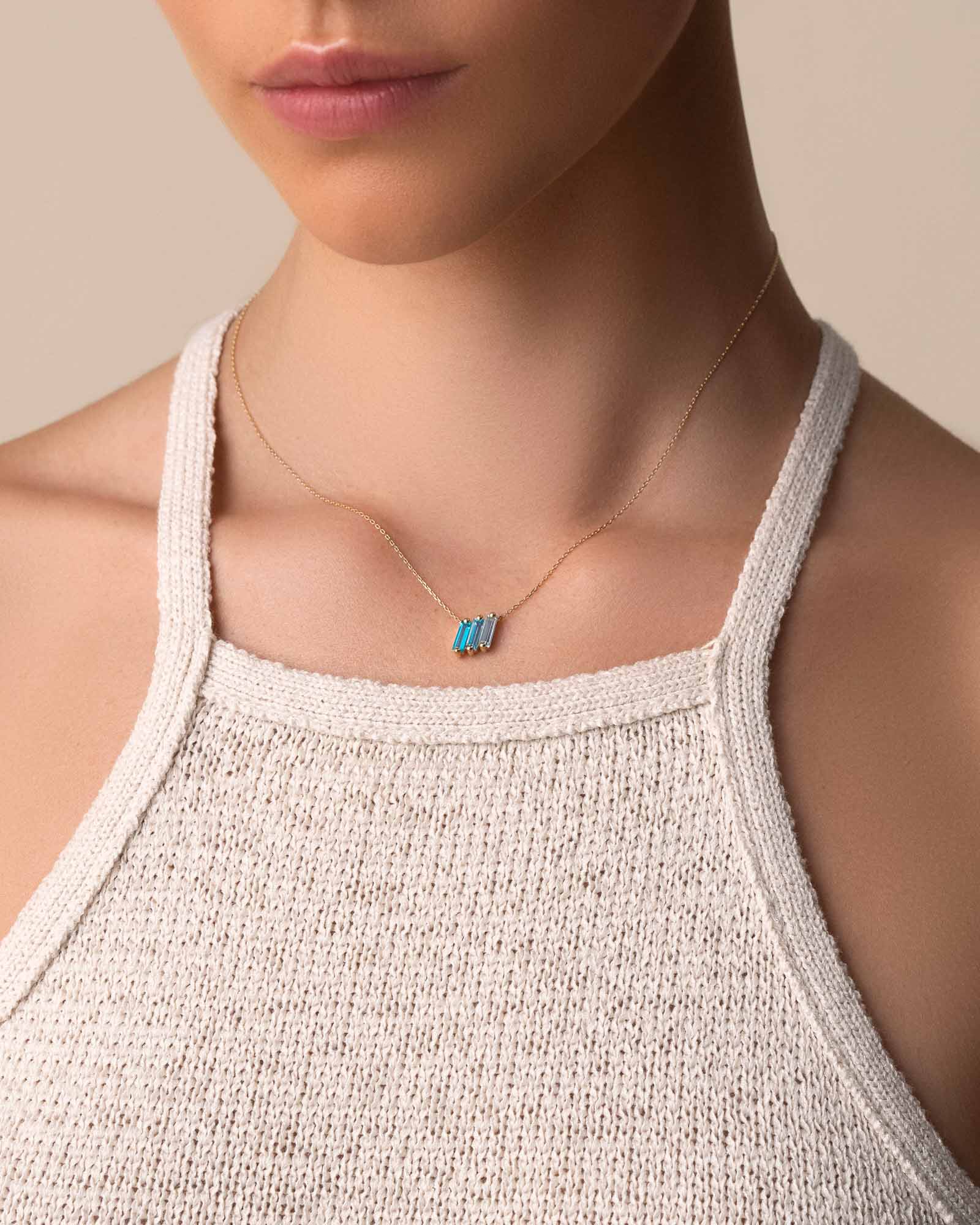 Kalan By Suzanne Kalan Amalfi Midi Light Blue Ombre Pendant in 14k yellow gold