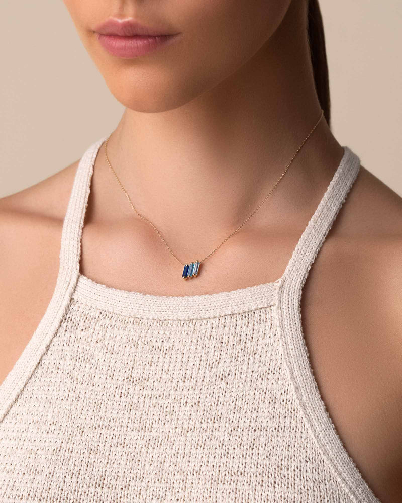 Kalan By Suzanne Kalan Amalfi Midi Dark Blue Ombre Pendant in 14k yellow gold