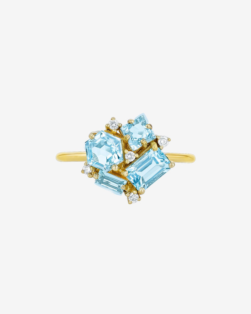 Kalan By Suzanne Kalan Amalfi Blue Topaz Blossom Ring in 14k yellow gold