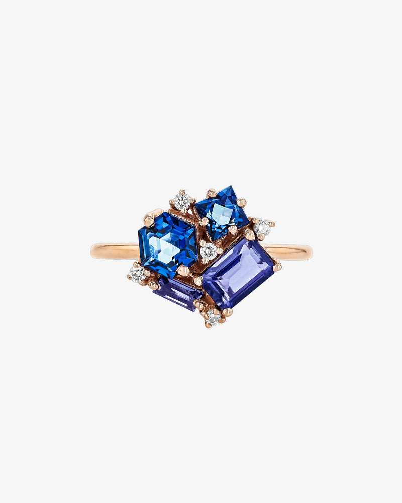 Kalan By Suzanne Kalan Amalfi Dark Blue Mix Blossom Ring in 14k rose gold